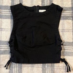 Black lace up crop top